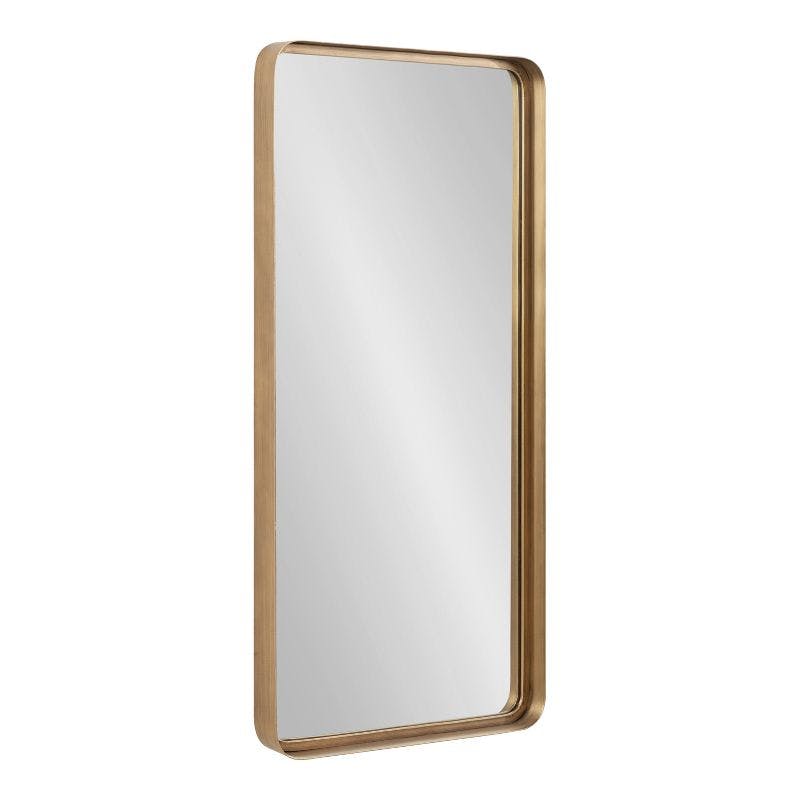 Armenta Antique Gold Soft Rectangle Metal Framed Wall Mirror, 20x42