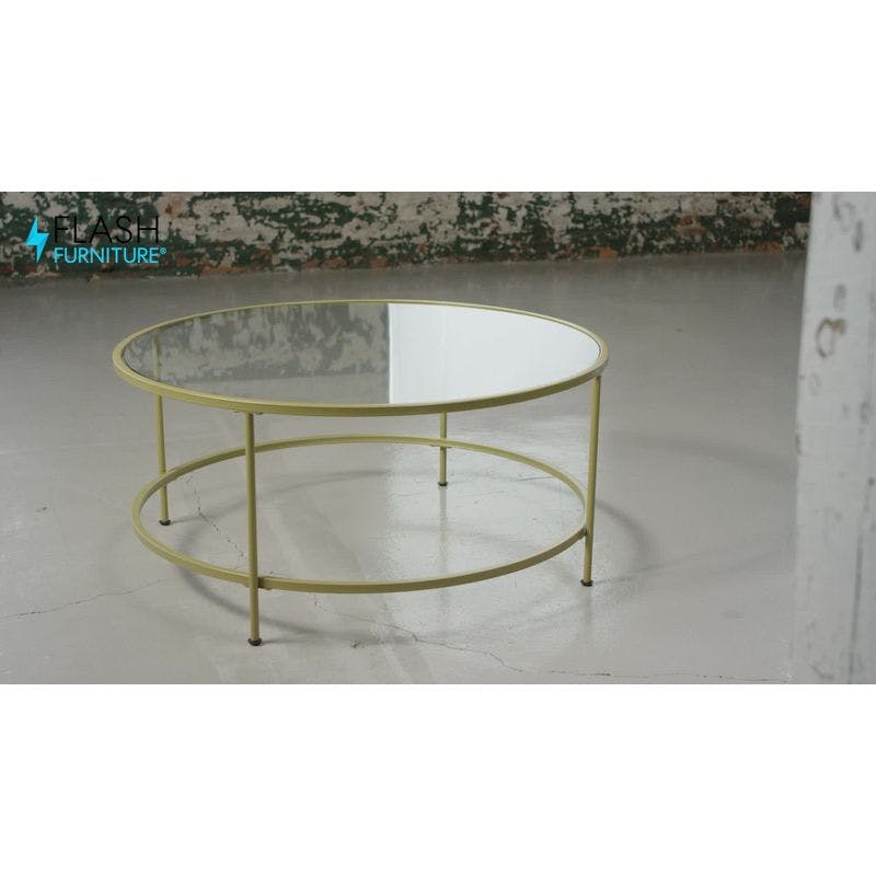Astoria Round Clear Glass Coffee Table with Matte Black Frame