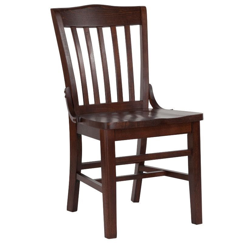 Traditional Walnut Wood Slat Back Dining Chair