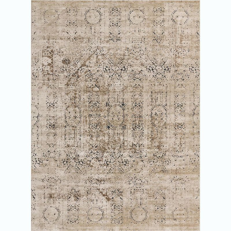 Chic Beige Synthetic 9' x 12' Easy-Care Rectangular Rug