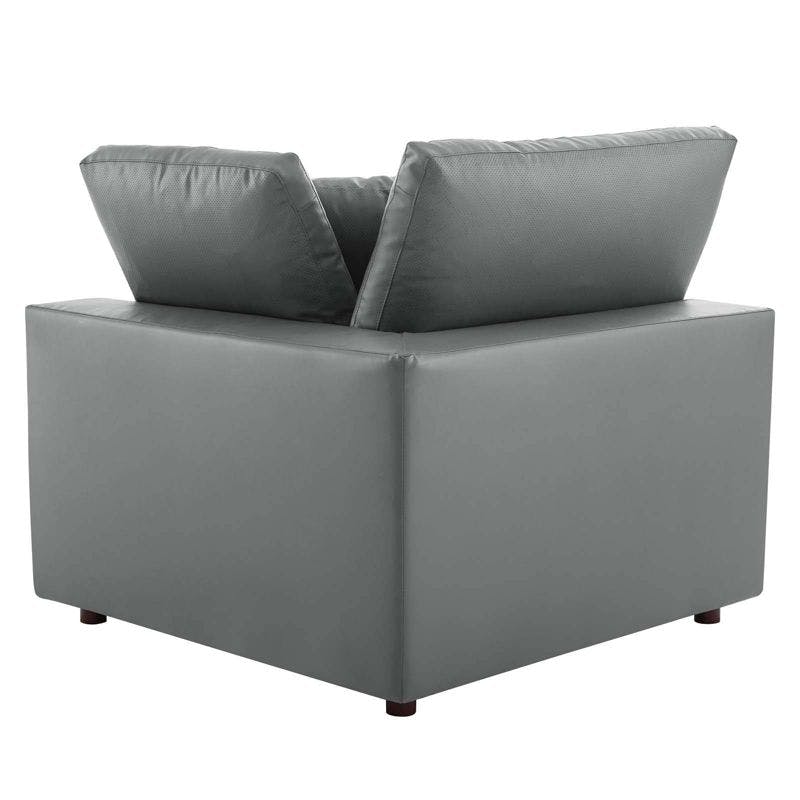Luxurious Gray Vegan Leather 3-Piece Sofa with Down Fill Cushions