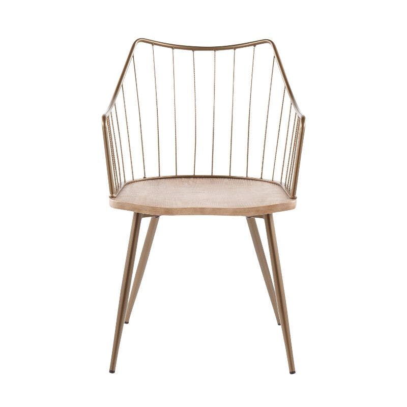 Windsor High Slat Back Arm Chair in Antique Copper and White Wash