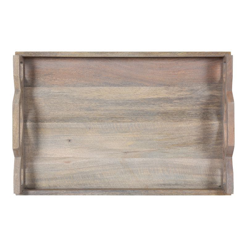 Grassley Whitewash Handcrafted Mango Wood Decorative Tray 19x13