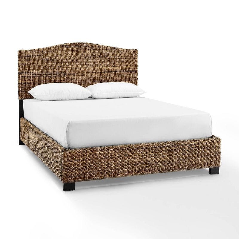 Serena Coastal Queen Bed with Natural Banana Leaf Weave
