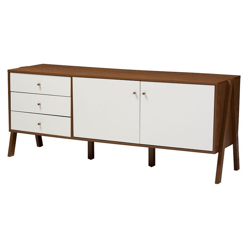 Harlow Scandinavian Two-Tone Walnut & White Sideboard Cabinet