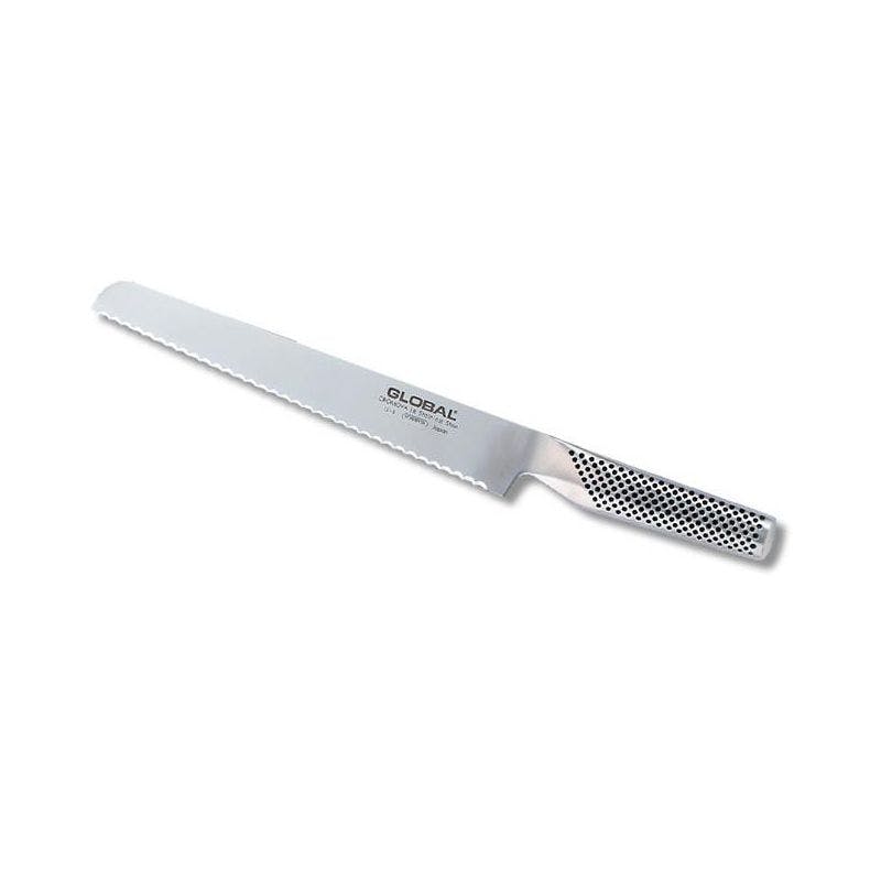 Sleek 8.5-Inch Global Bread Knife with CROMOVA 18 Stainless Steel Blade