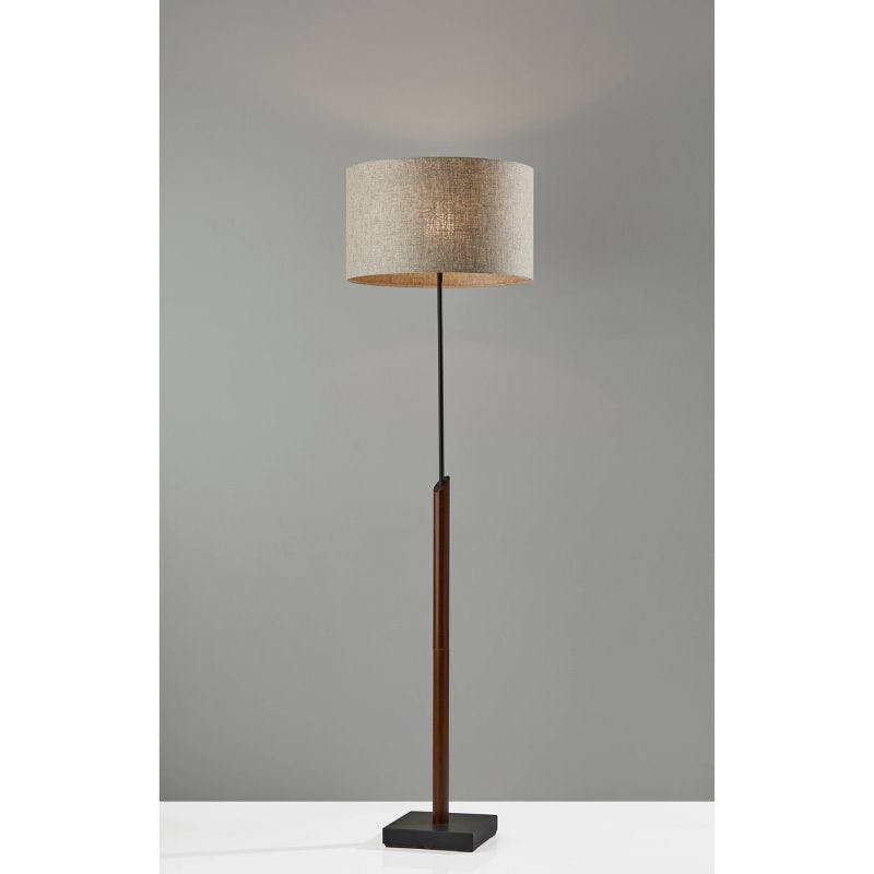 Ethan 63'' Black and Walnut Mid-Century Modern Floor Lamp
