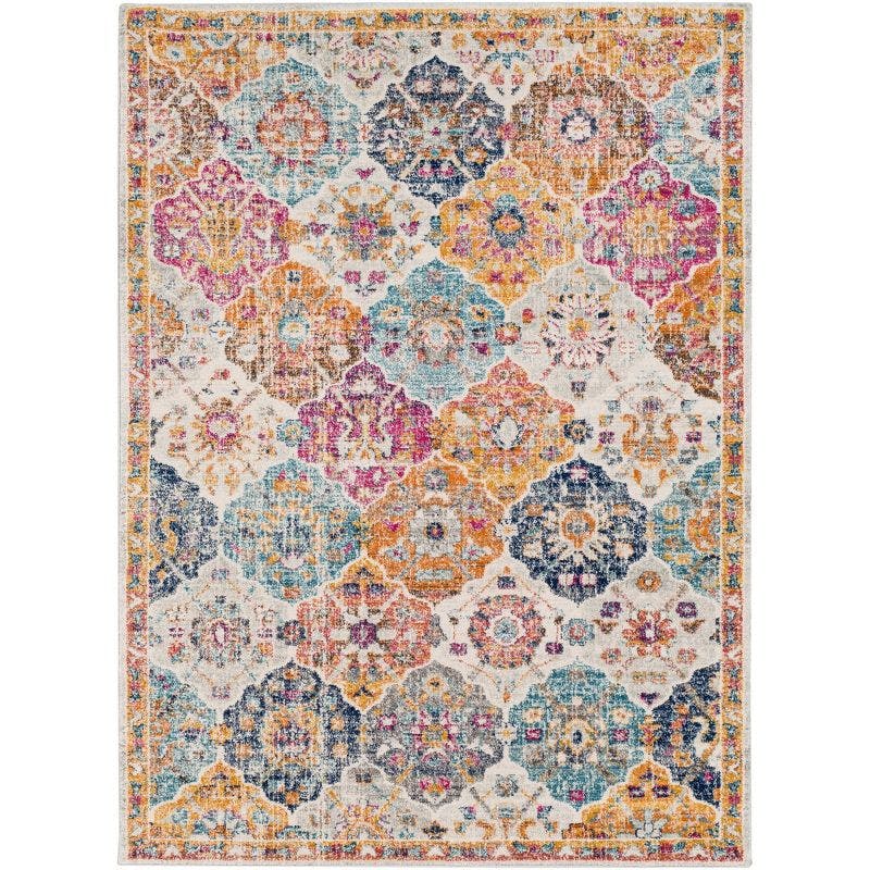 Reversible Blue Synthetic 3'x5' Stain-Resistant Rug