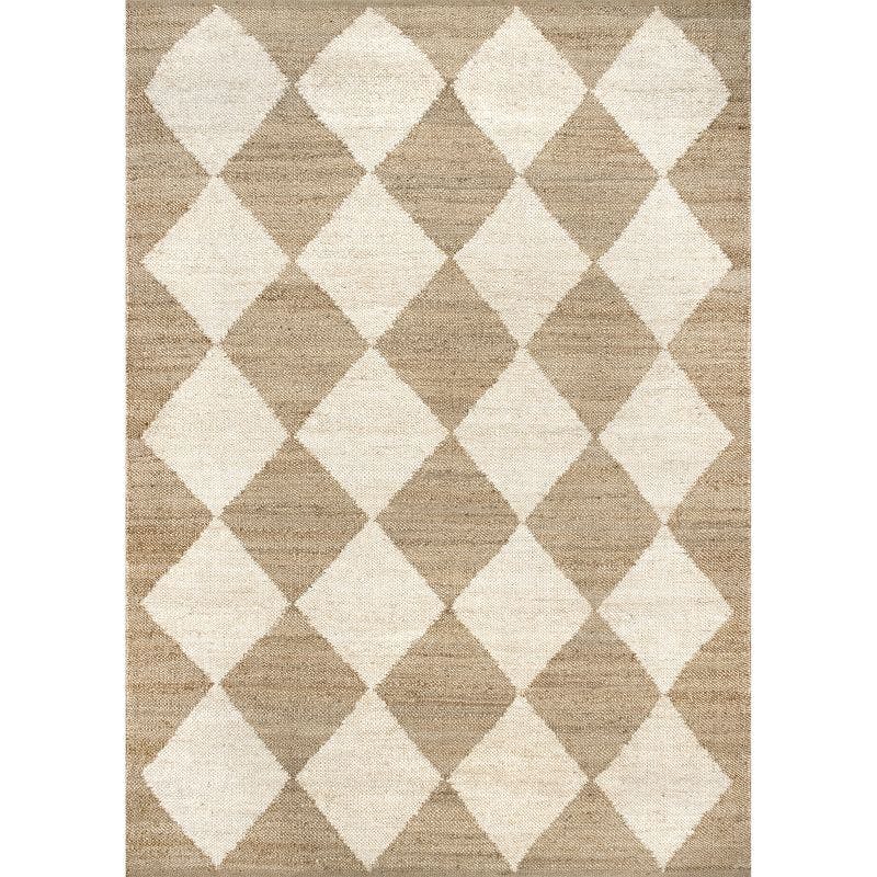 Louie Diamond Checkerboard Natural Jute 5' x 8' Area Rug