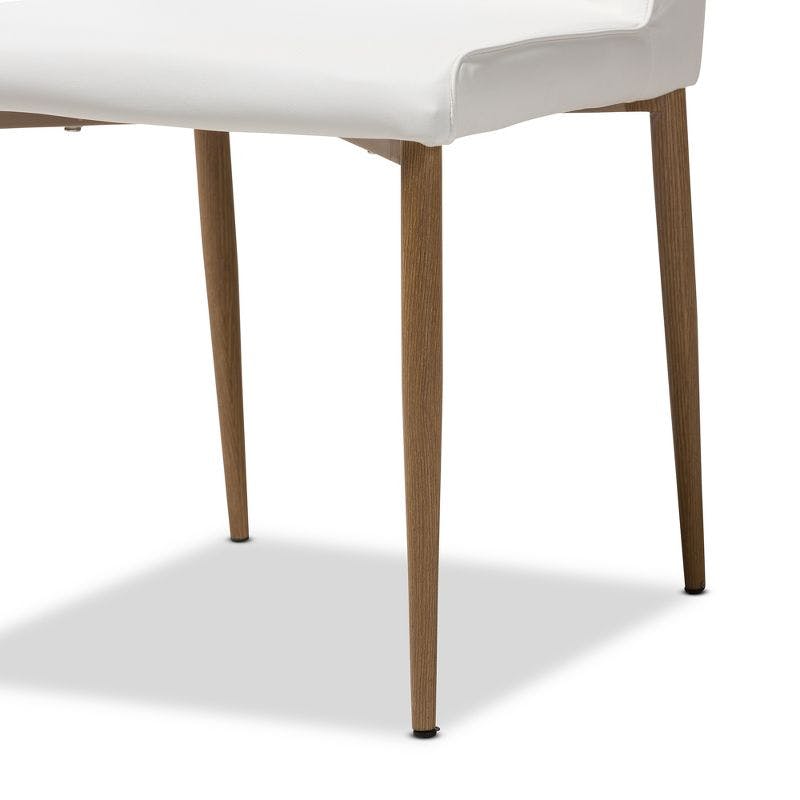 Chandelle Set of 4 White Faux Leather and Wood Modern Dining Chairs