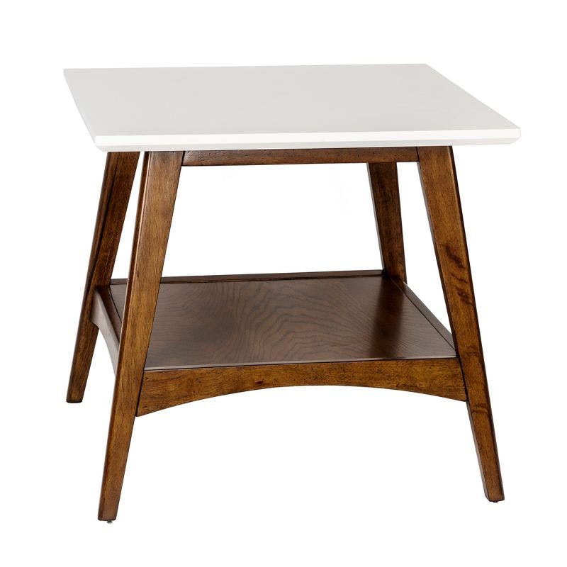 Soho Off White/Pecan Two-Tone End Table with Storage Shelf