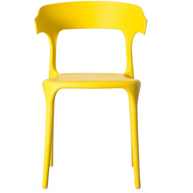 Mid-Century Modern Yellow Polypropylene Outdoor Dining Chair