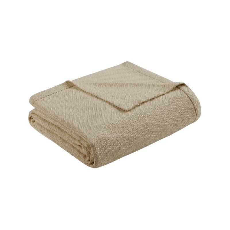 Soft Knit Twin-Sized Off-White Cotton Blanket