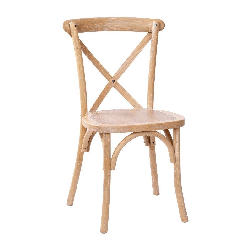 Elegant Driftwood Elm Wood X-Back Chair - 35" Height