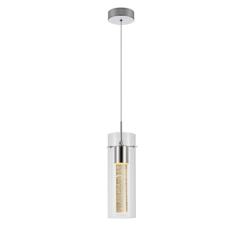 Defong Chrome Finish Cylinder Pendant Light with Integrated LED