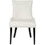 Elegant White Leather Upholstered Side Chair with Birch Wood Legs