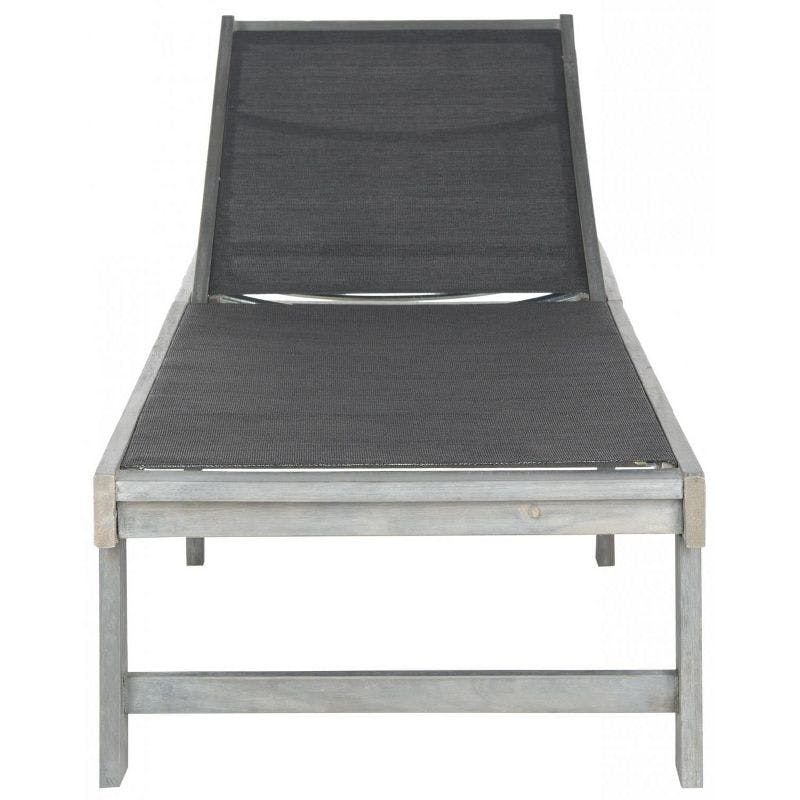 Contemporary Gray Acacia Wood Recliner Chaise Lounge