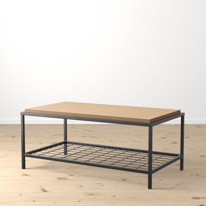 Ruby 47'' Oak Wood and Metal Coffee Table with Storage