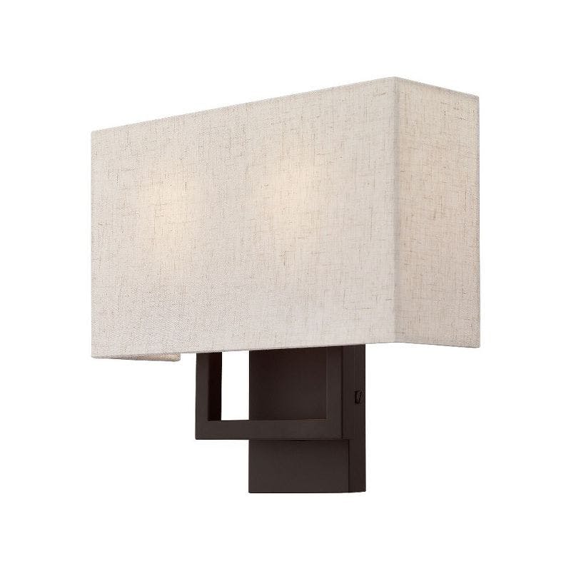 Pierson Bronze 2-Light ADA Compliant Wall Sconce with Oatmeal Shade
