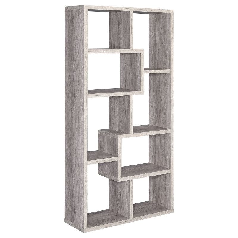 Transitional Driftwood Gray 70.75" Wooden Cube Bookcase