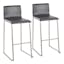 Elegant Stainless Steel and Grey Faux Leather Barstools - Set of 2