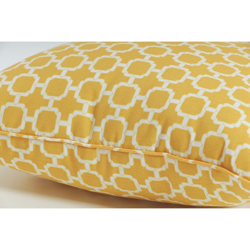 Sunny Geometric 11.5" x 18.5" Outdoor Lumbar Pillow Set in Yellow and White