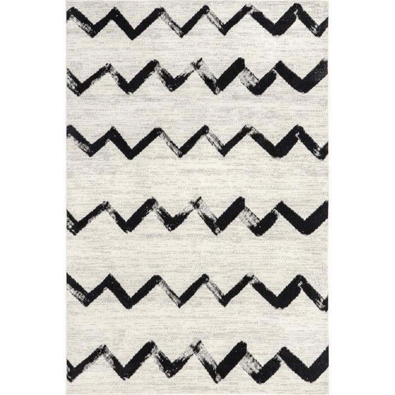Reversible Chevrons Synthetic Area Rug, 4' x 6', Gray