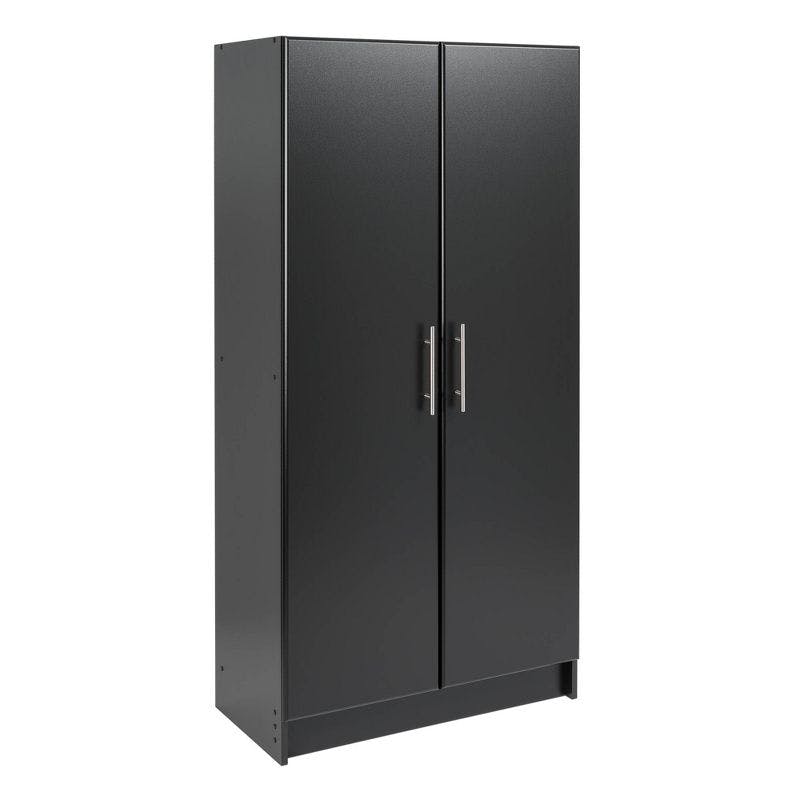 Sleek Black Living Room Cabinet with Adjustable Shelving