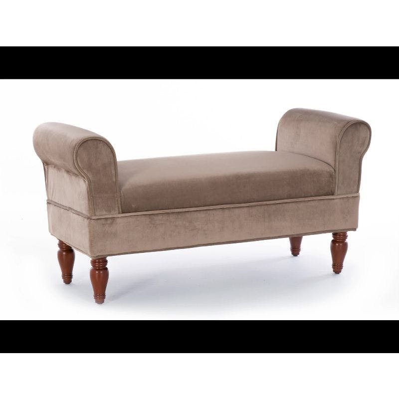 Lillian Classic Mahogany Finish Microfiber Upholstered Bench