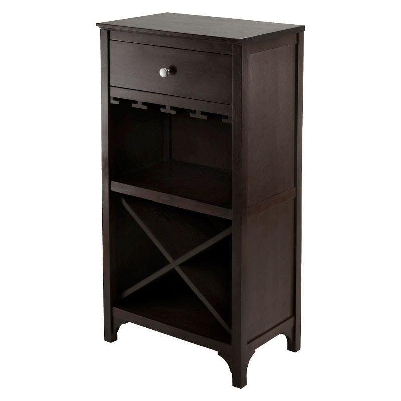 Elegant Transitional Black Wine Cabinet with X-Shelf and Glass Rack