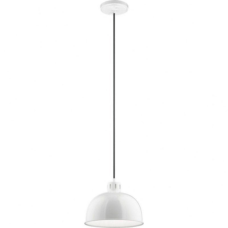 Zailey Black and White 11.5" Transitional Glass Bowl Pendant Light