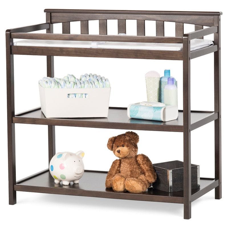 Slate Grey Modern Flat Top Changing Table with Safety Strap