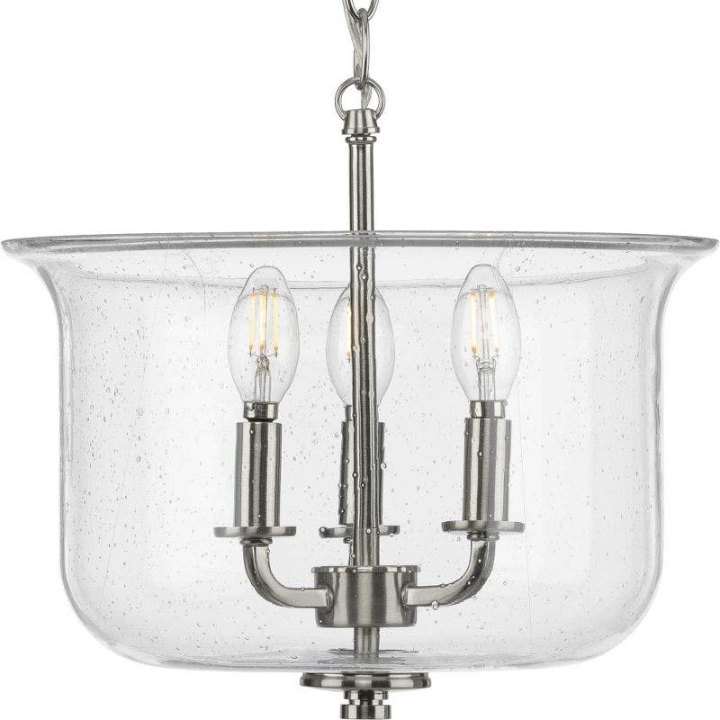 Winslett Brushed Nickel 13.75" Semi-Flush Mount with Seeded Glass Shade