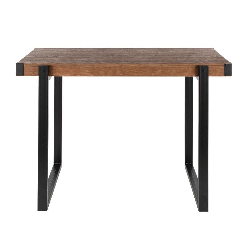 Rustic Natural Brown Bamboo Counter Table with Black Steel Legs
