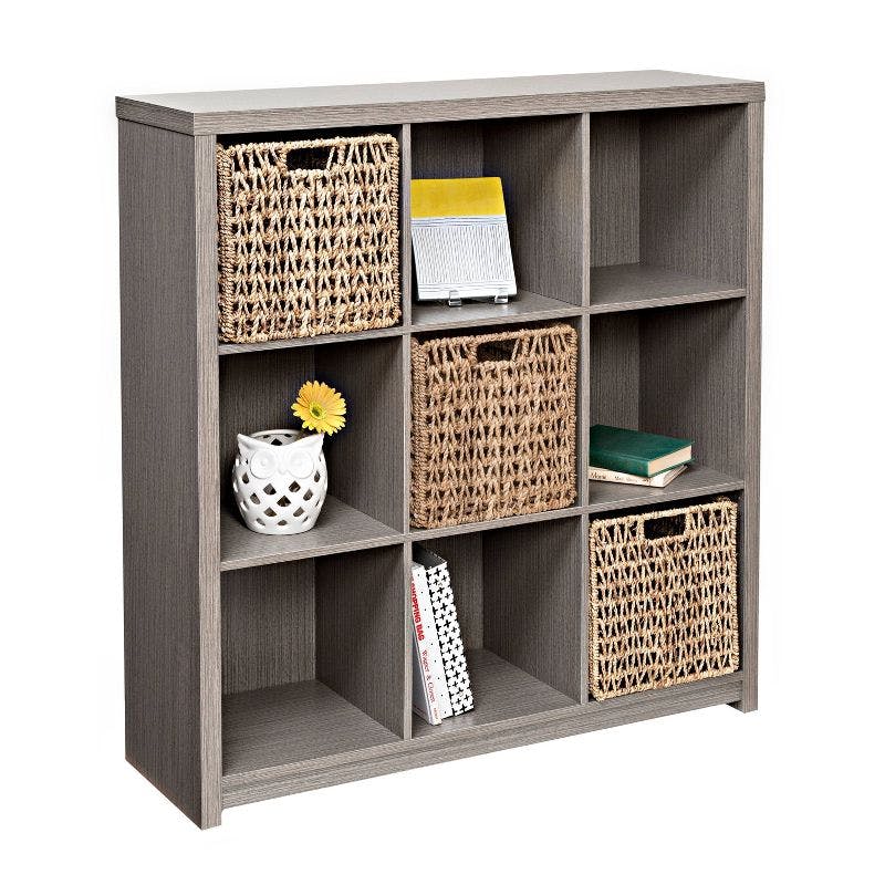 Premium Gray Laminate 9-Cube Organizer Shelf, 42 in