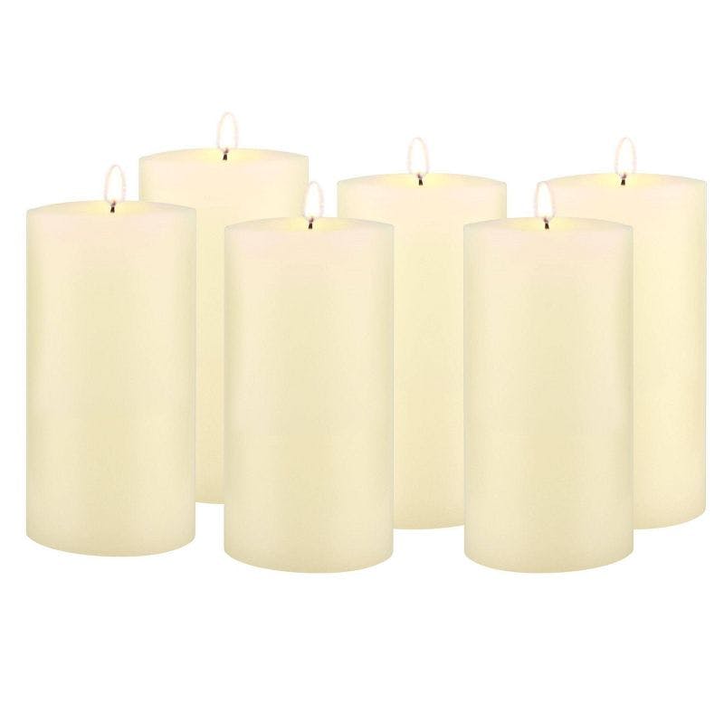 Ivory Smooth 3x6 Inch Pillar Candles, 6-Pack for Elegant Ambiance