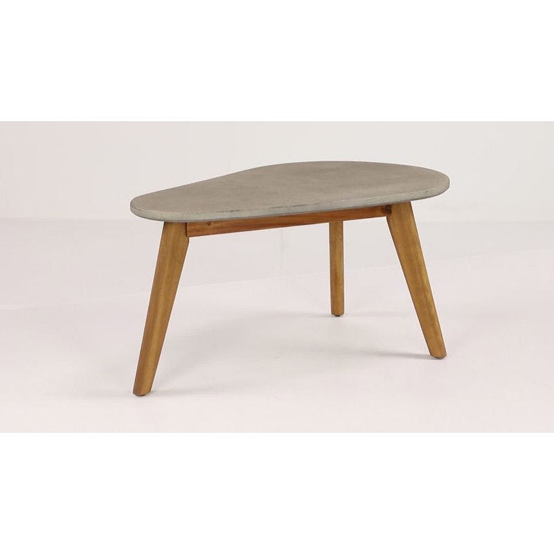 Modern Acacia Wood & Polycement Outdoor Accent Table in Gray