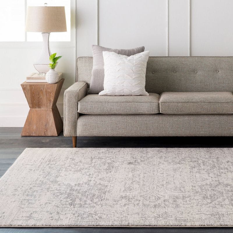 Worsham Gray Synthetic 31" Easy-Care Stain-Resistant Runner Rug