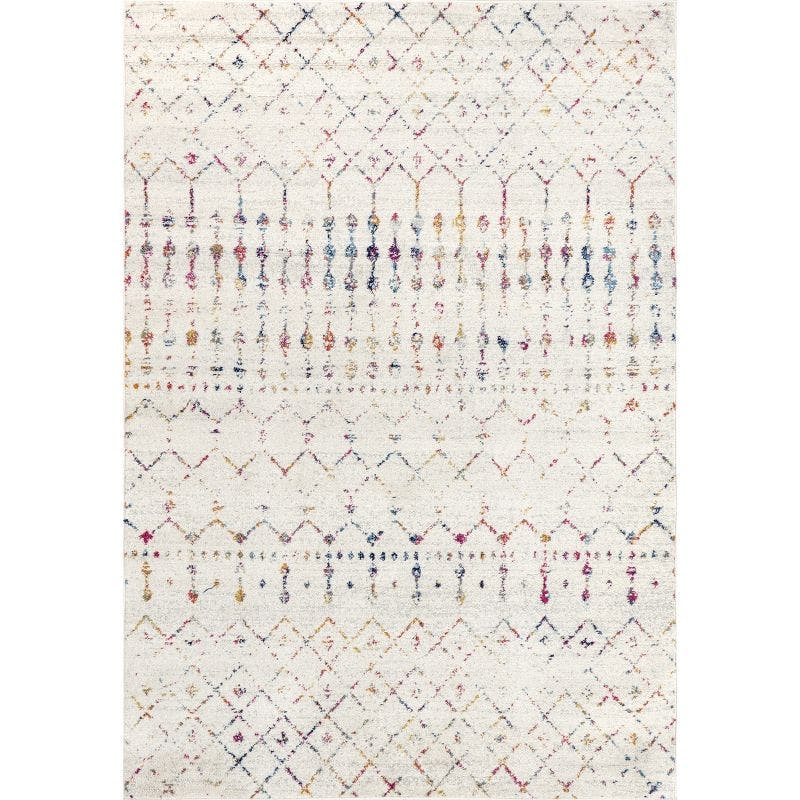 Elevated Trellis 4' Square Light Multi Synthetic Accent Rug