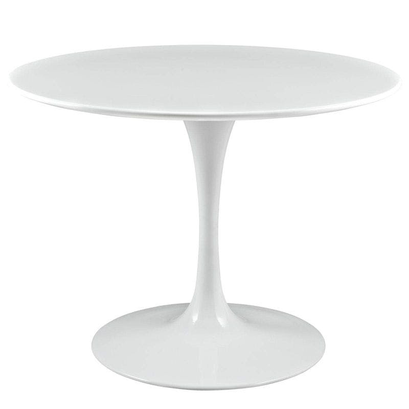 Mid-Century Modern 40" Round White Wood Dining Table