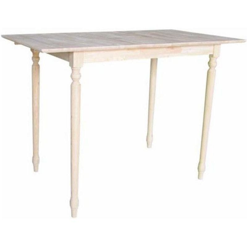 Unfinished Parawood Square Extendable Bar Height Dining Table