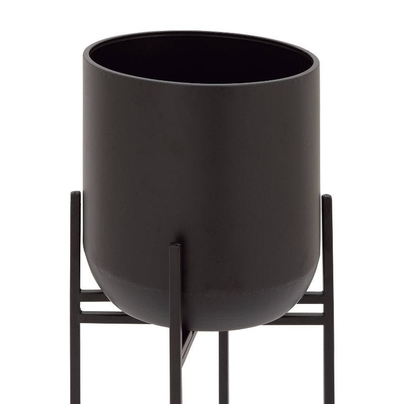 Olivia & May Modern With Stand Iron Planter Pots Black