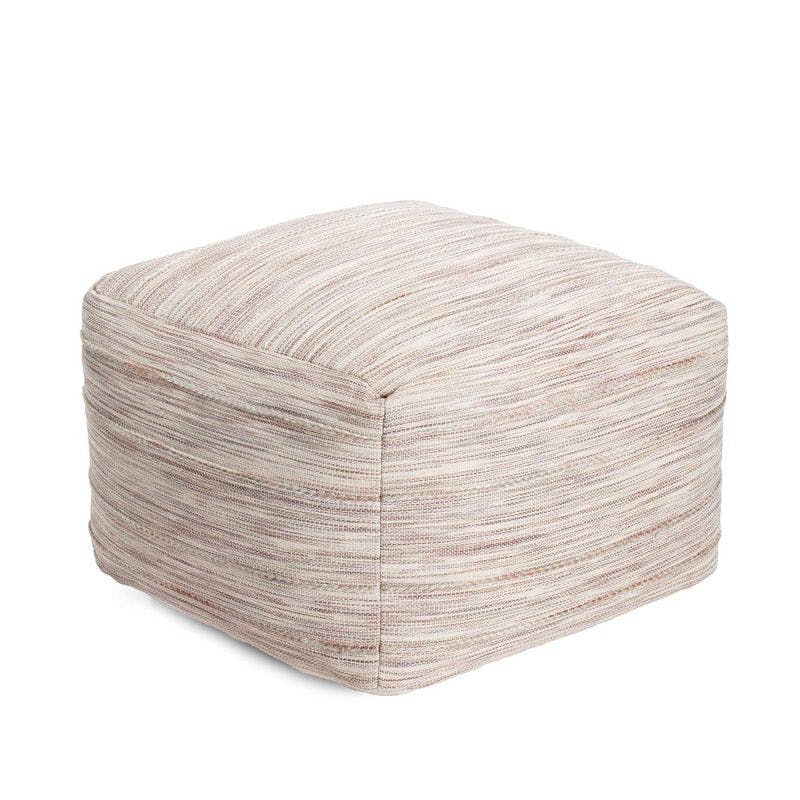 Eco-Friendly Handcrafted Brown/Ivory Cotton Pouf Ottoman