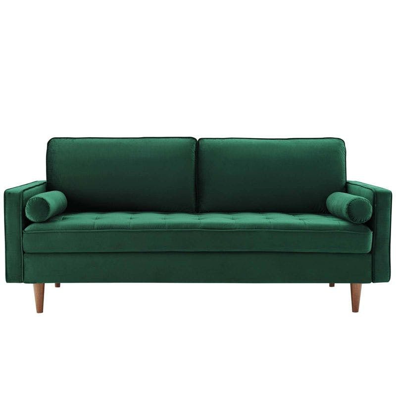 Geo 84" Green Performance Velvet Upholstered Sofa