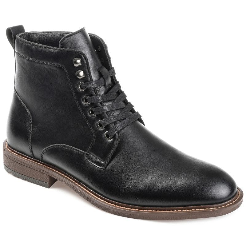 Langford Classic Black Vegan Leather Lace-Up Ankle Boot