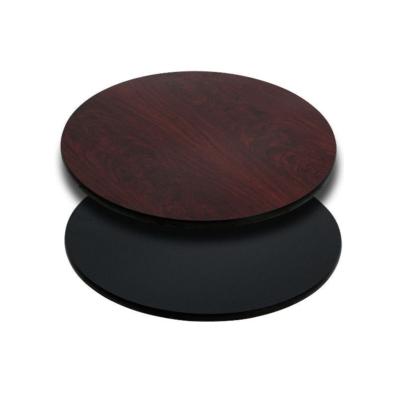 24" Reversible Mahogany/Black Laminate Commercial Table Top