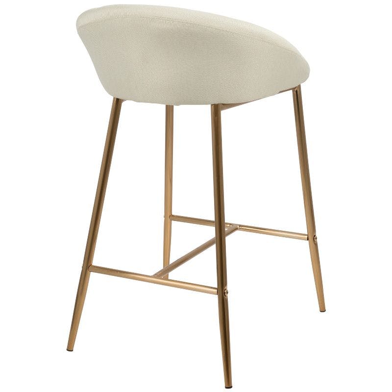 Elegant Gold and Cream Curved Counter Stools, Set of 2