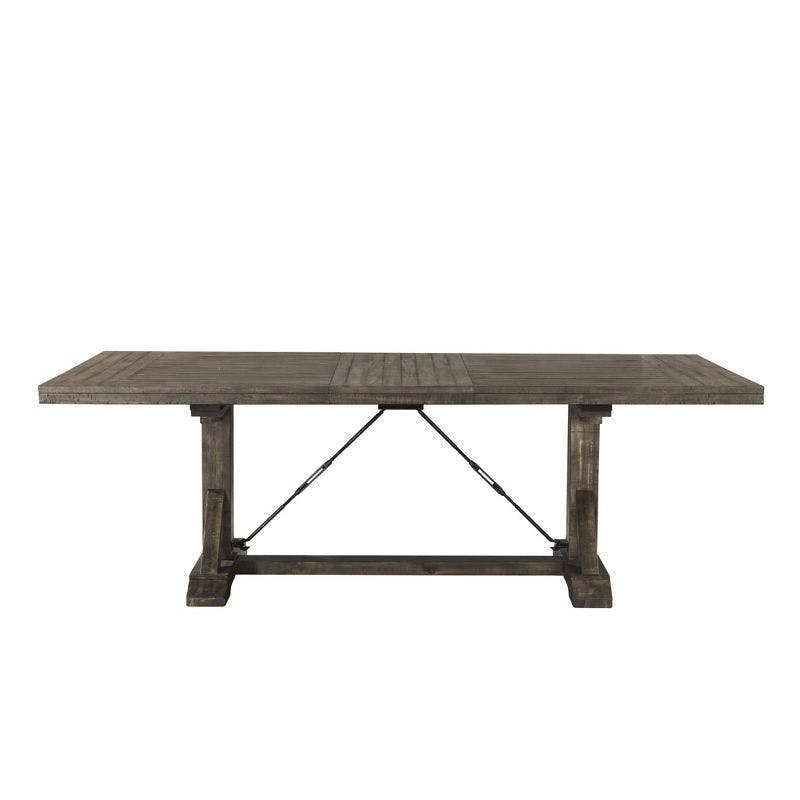 Rustic Chic Reclaimed Wood Extendable Dining Table in Walnut Brown