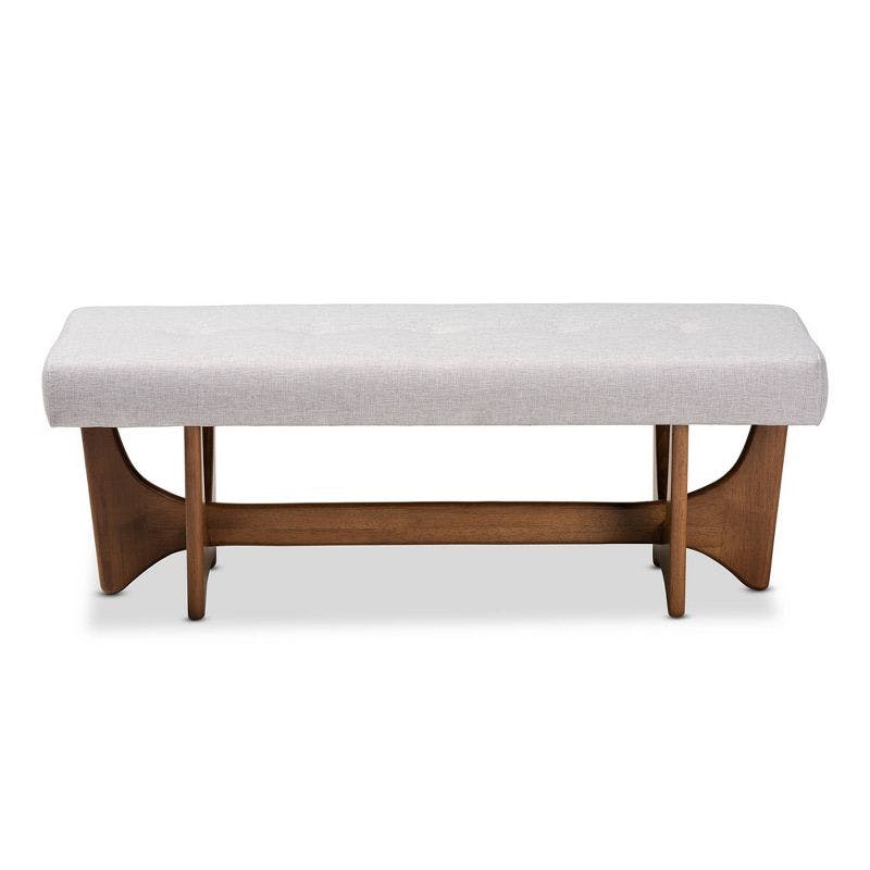 Theo 49'' Greyish Beige Upholstered Walnut Bedroom Bench