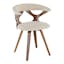 High Swivel Cream Upholstered Dining Chair with Wood Accents